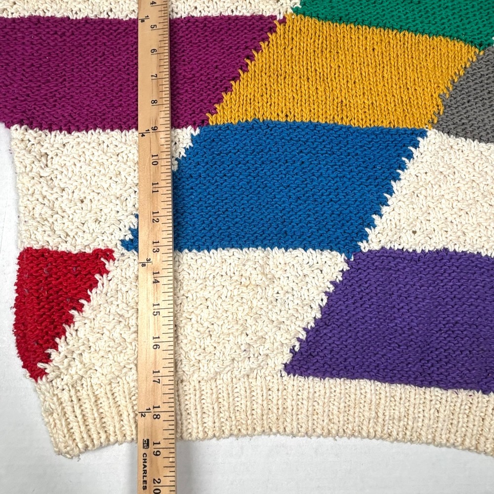 VTG Liz Claiborne Patchwork Knit Sweater 80s Colorful Patten Small Fall GUC - Picture 5 of 6